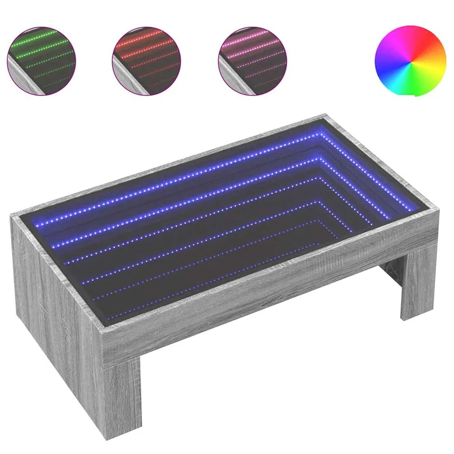 Table basse avec LED infini sonoma gris 90x50x30 cm - 2