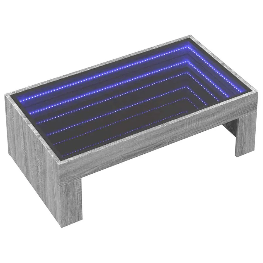 Table basse avec LED infini sonoma gris 90x50x30 cm - 3