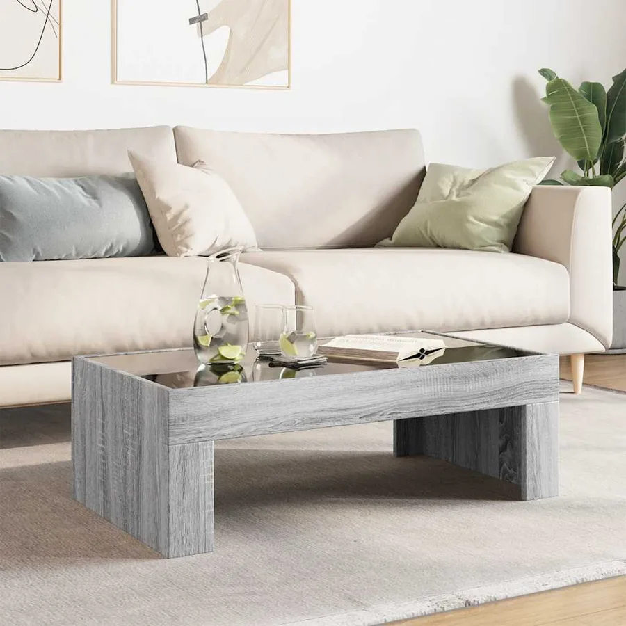 Table basse avec LED infini sonoma gris 90x50x30 cm - 4