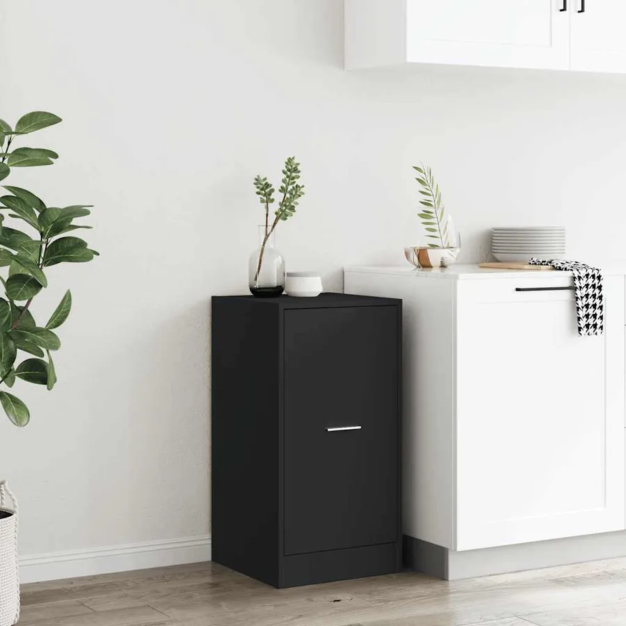 Armoire d'apothicaire noir 40x41x77,5 cm bois d'ingénierie - 3