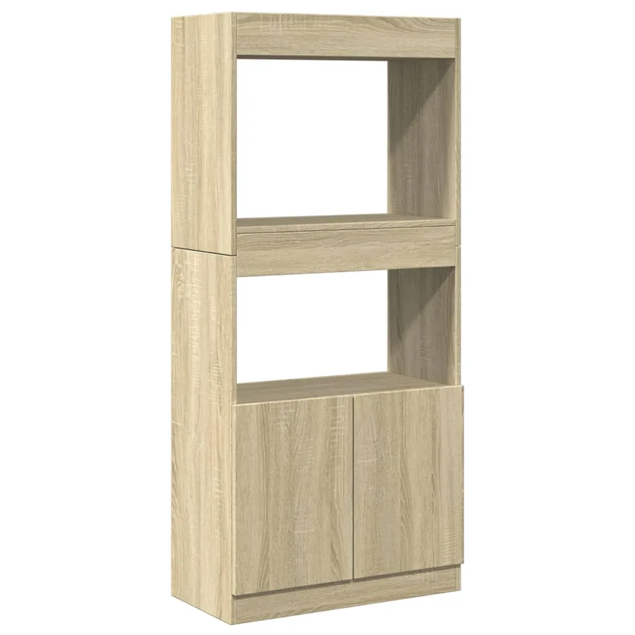 Buffet haut chêne sonoma 63x33x140 cm bois d'ingénierie - 2