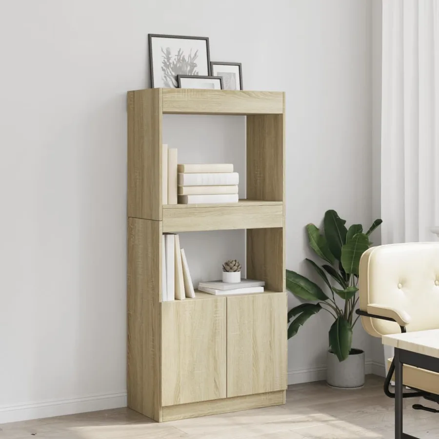 Buffet haut chêne sonoma 63x33x140 cm bois d'ingénierie - 4