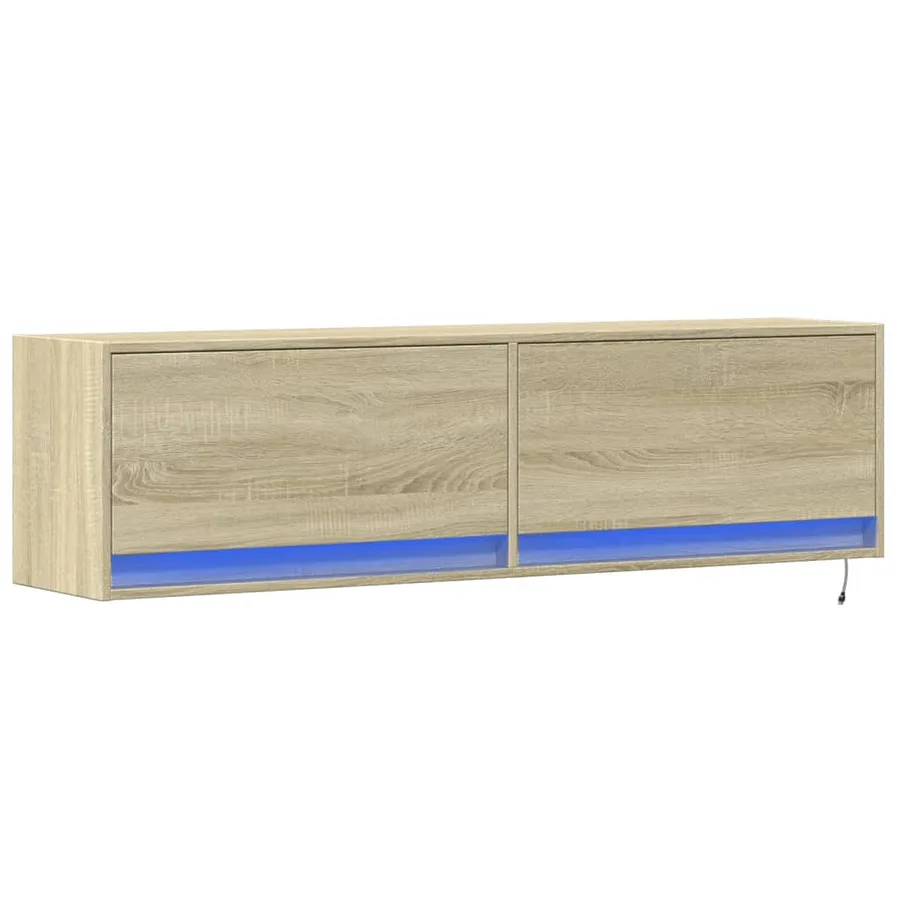Meuble TV mural avec lumières LED chêne sonoma 140x31x38 cm - 3