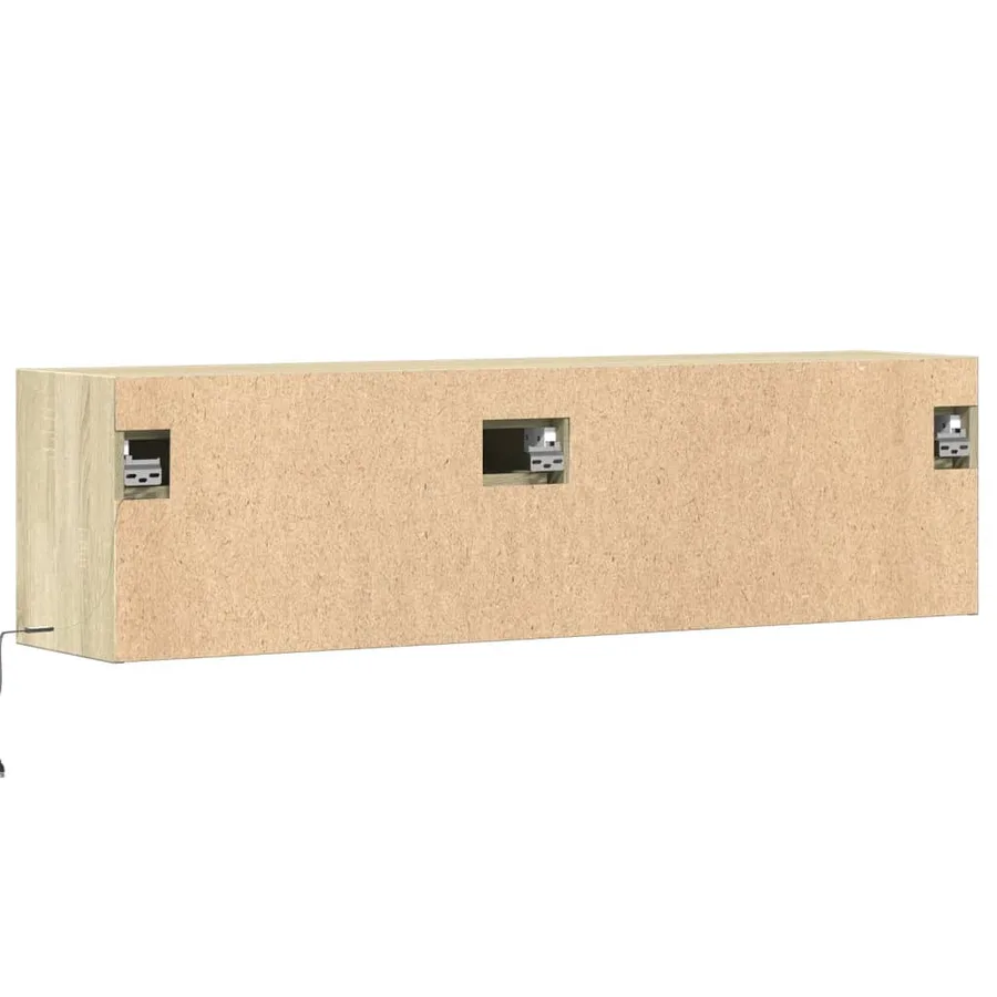 Meuble TV mural avec lumières LED chêne sonoma 140x31x38 cm - 8