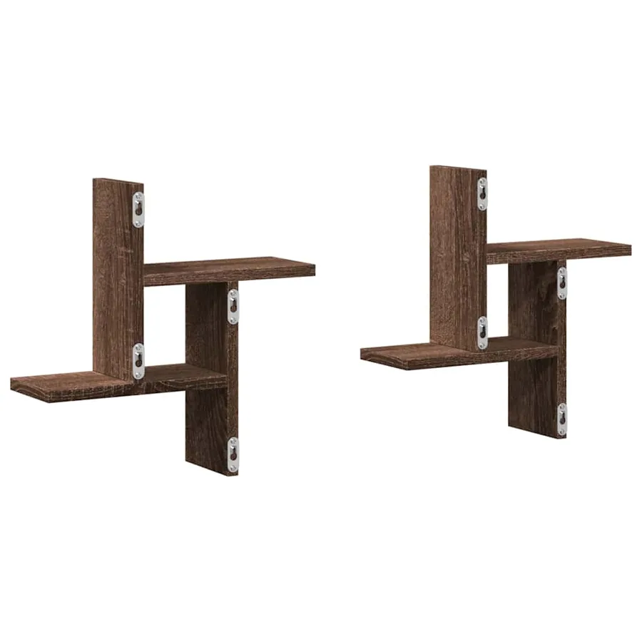 Étagères murales 2pcs chêne marron 38x12x38cm bois d'ingénierie - 6