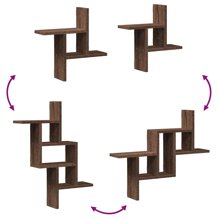 Étagères murales 2pcs chêne marron 38x12x38cm bois d'ingénierie - 7
