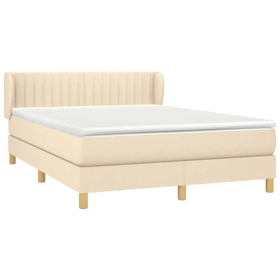 Sommier à lattes de lit avec matelas Crème 140x200 cm Tissu - 3