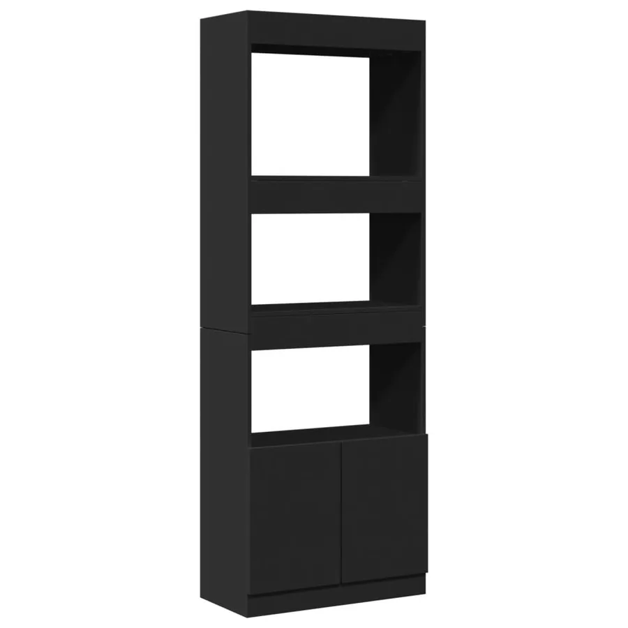 Buffet haut 63x33x180 cm noir bois d'ingénierie - 2