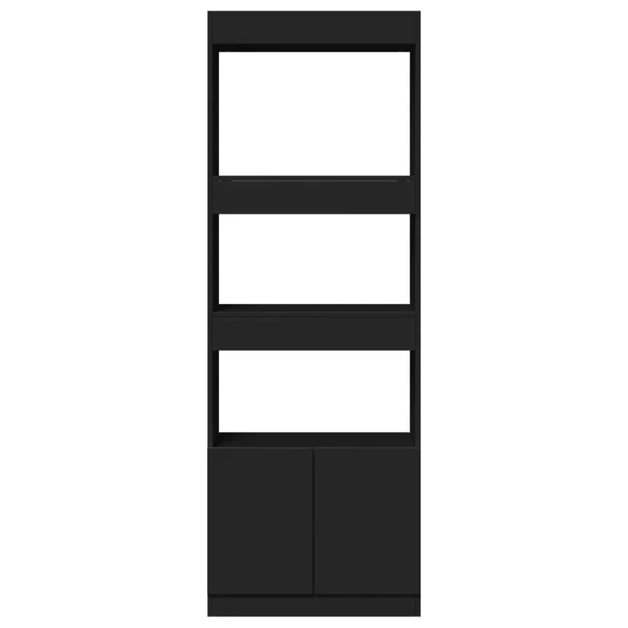 Buffet haut 63x33x180 cm noir bois d'ingénierie - 5