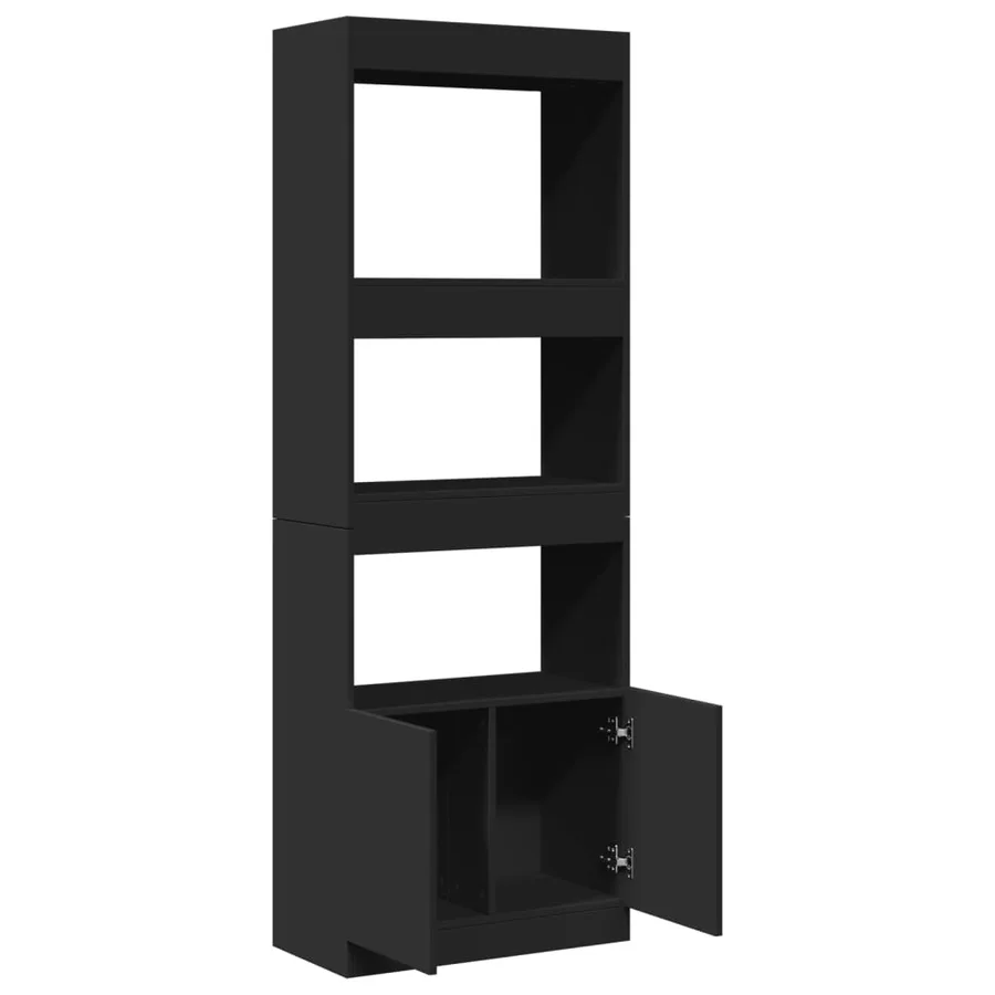 Buffet haut 63x33x180 cm noir bois d'ingénierie - 8
