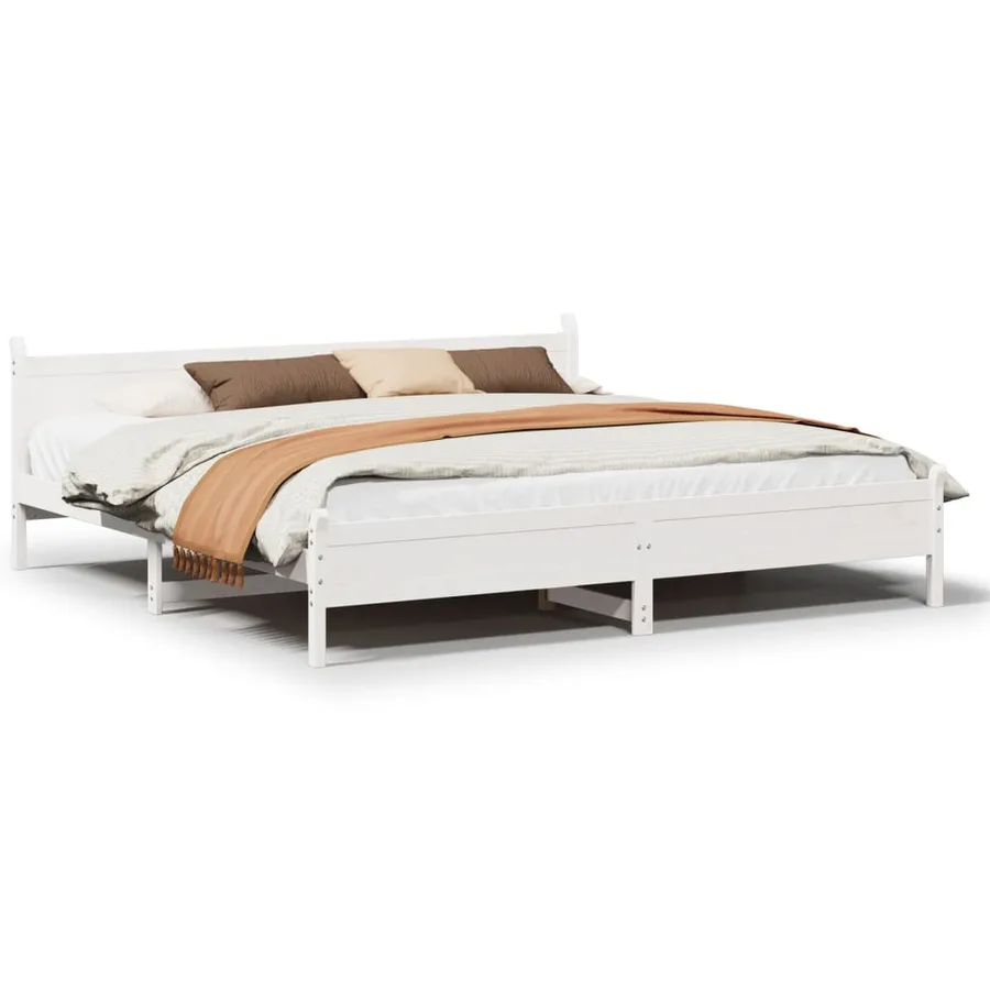 Cadre de lit sans matelas blanc 180x200 cm bois massif de pin - 2