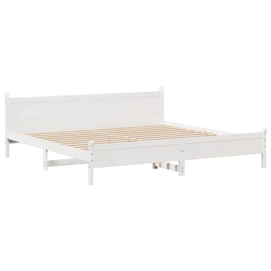 Cadre de lit sans matelas blanc 180x200 cm bois massif de pin - 3