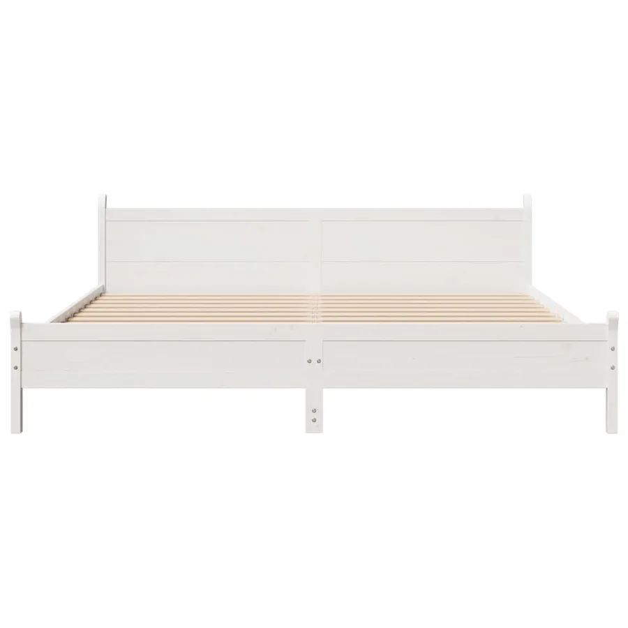 Cadre de lit sans matelas blanc 180x200 cm bois massif de pin - 4