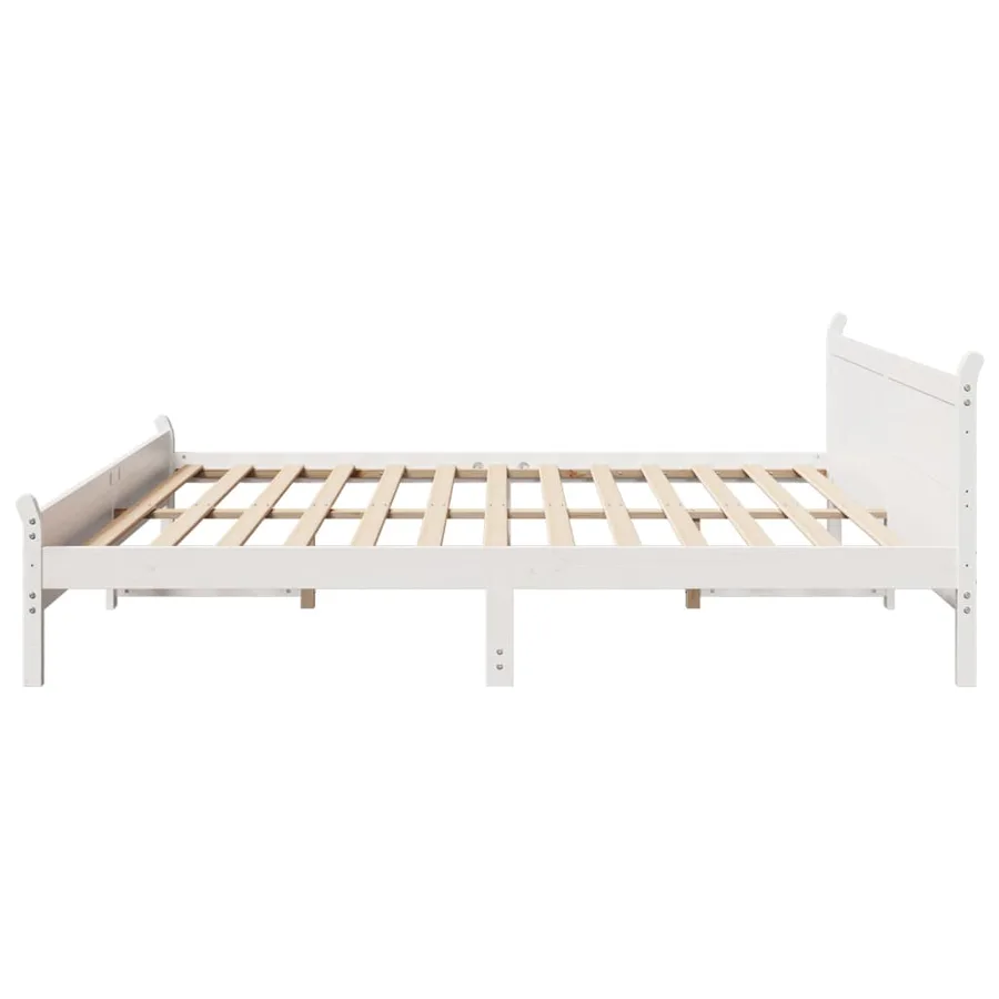 Cadre de lit sans matelas blanc 180x200 cm bois massif de pin - 5