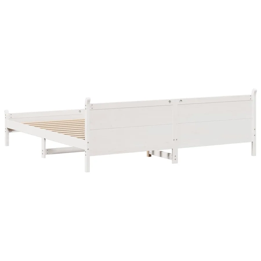 Cadre de lit sans matelas blanc 180x200 cm bois massif de pin - 6