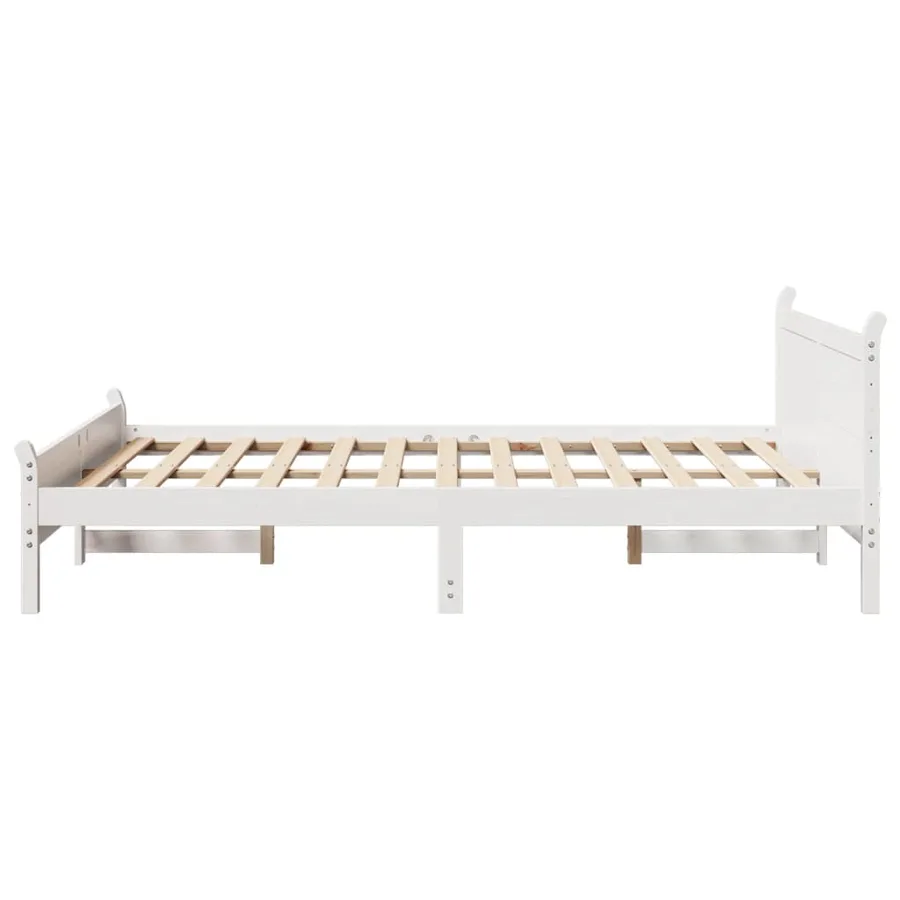 Cadre de lit sans matelas blanc 120x200 cm bois de pin massif - 5