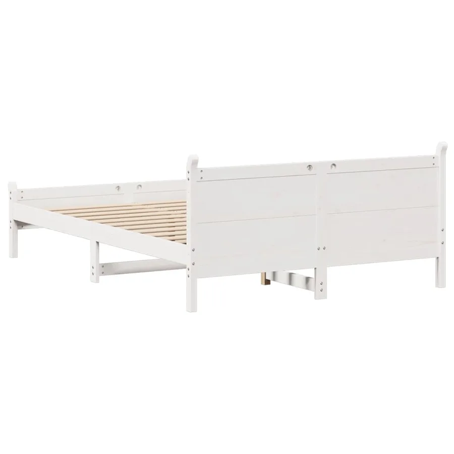 Cadre de lit sans matelas blanc 120x200 cm bois de pin massif - 6