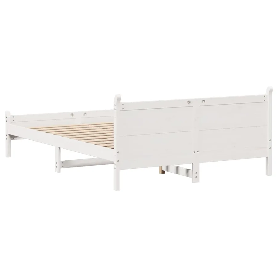Cadre de lit sans matelas blanc 135x190 cm bois de pin massif - 6