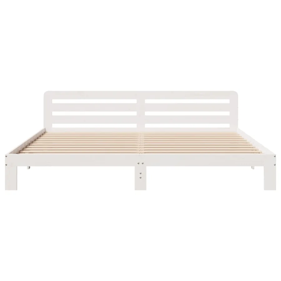 Cadre de lit sans matelas blanc 200x200 cm bois massif de pin - 4
