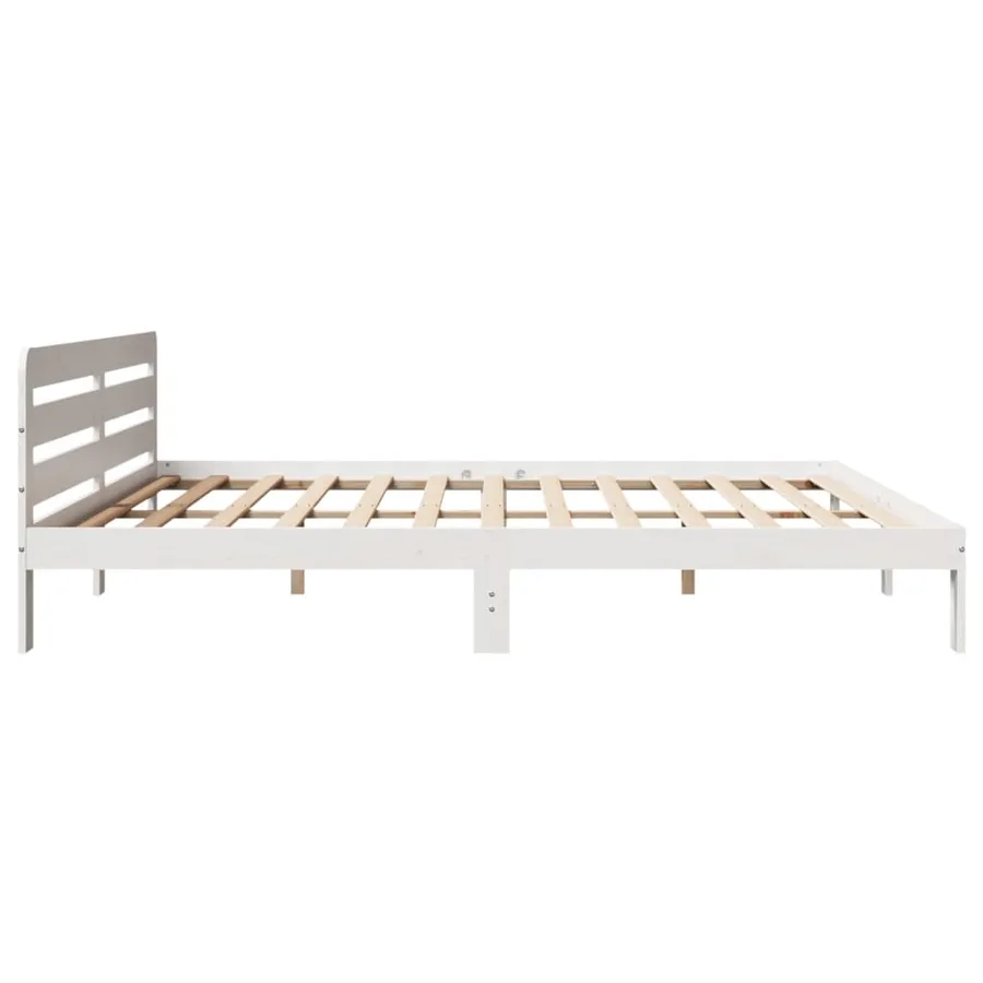 Cadre de lit sans matelas blanc 200x200 cm bois massif de pin - 5