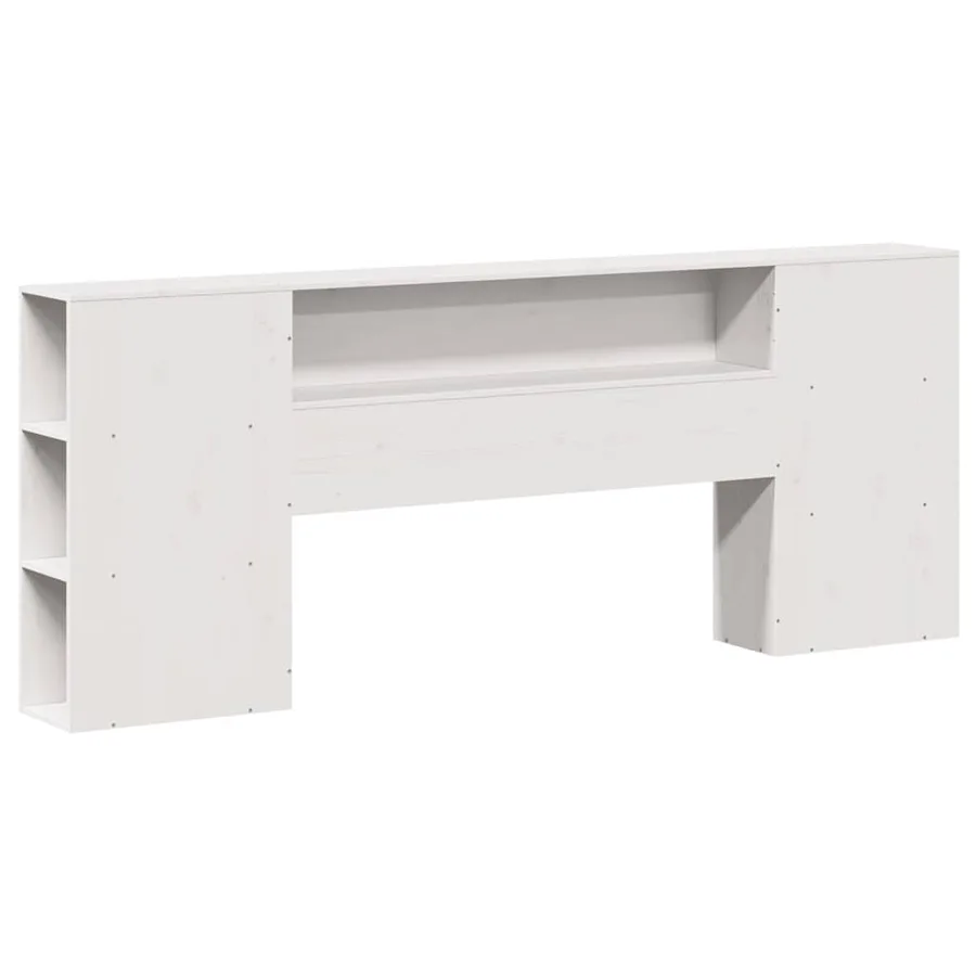 Lit bibliothèque sans matelas blanc 200x200 cm bois pin massif - 6