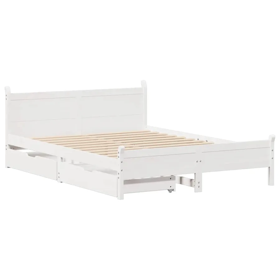 Cadre de lit sans matelas blanc 160x200 cm bois de pin massif - 3