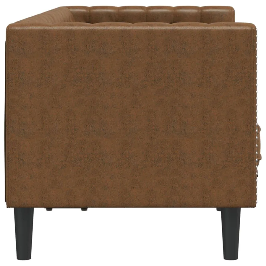 Canapé Chesterfield avec traversins 2 places similicuir daim - 5