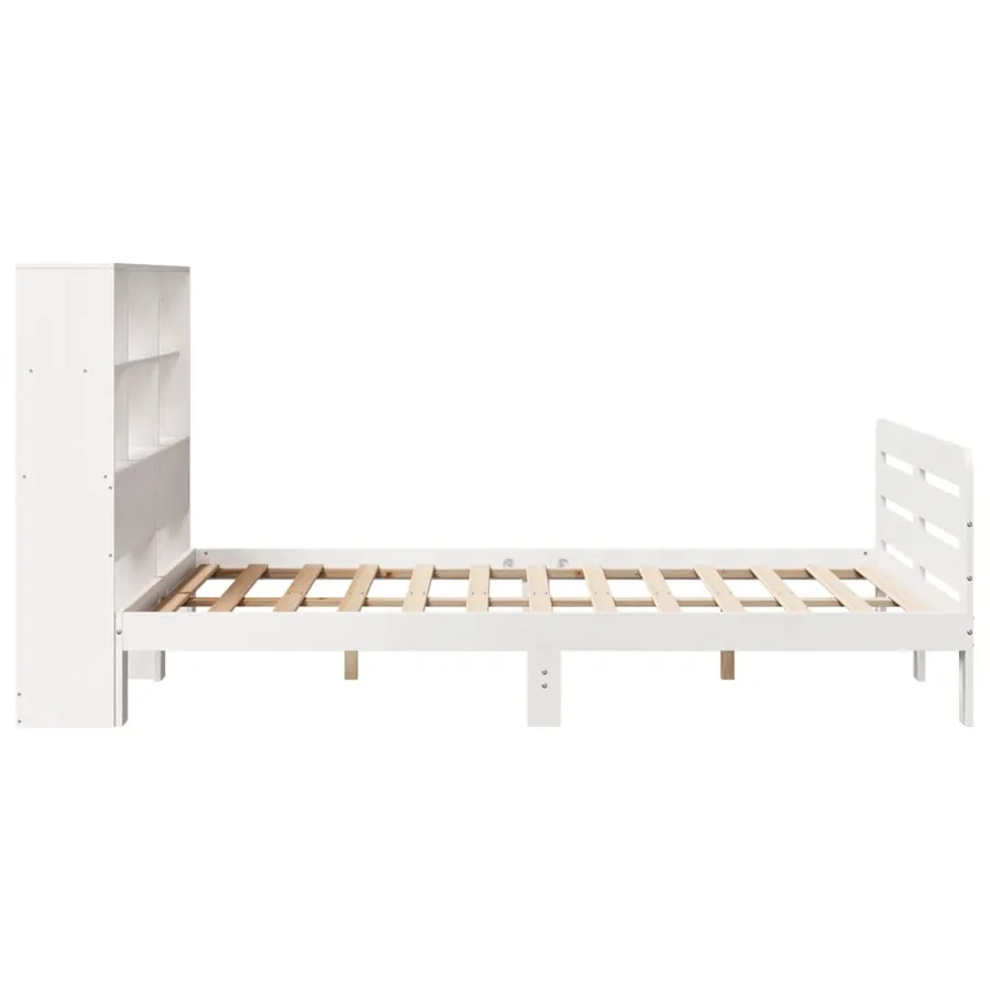 Cadre de lit sans matelas blanc 140x200 cm bois de pin massif - 5