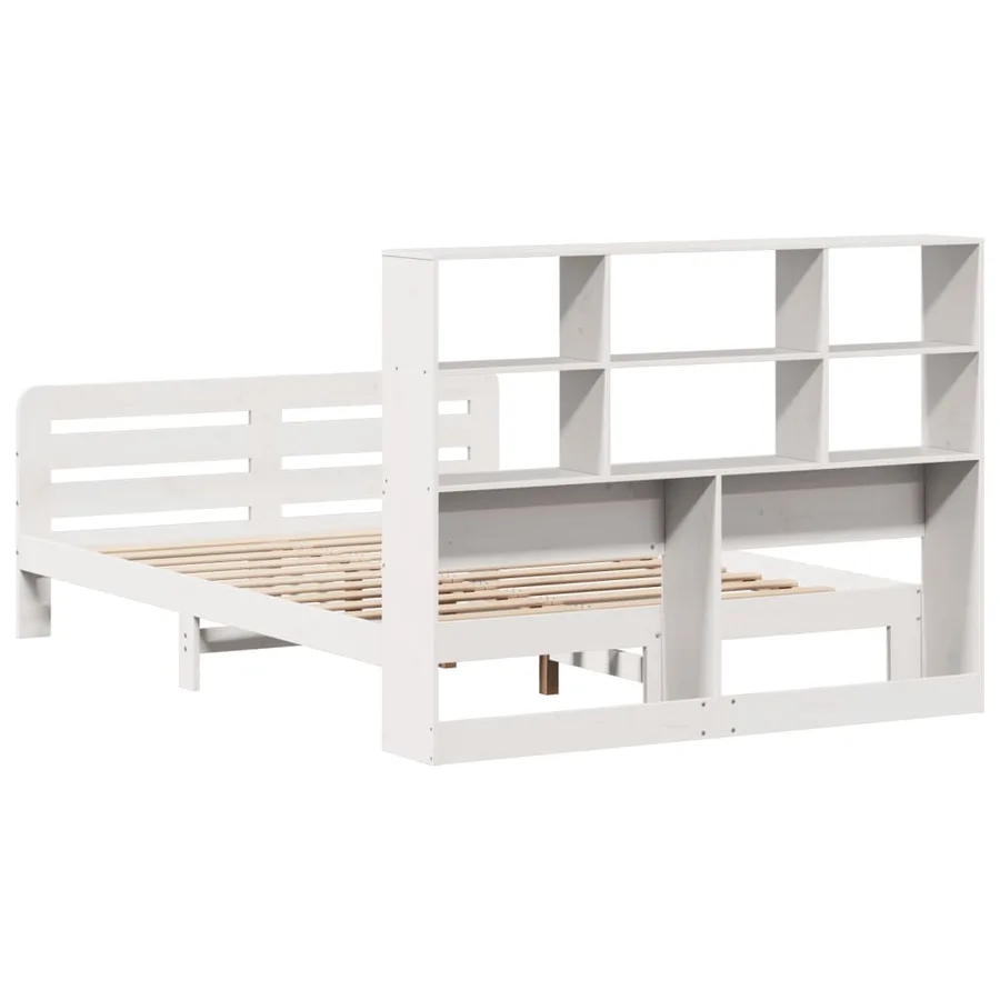 Cadre de lit sans matelas blanc 140x200 cm bois de pin massif - 6