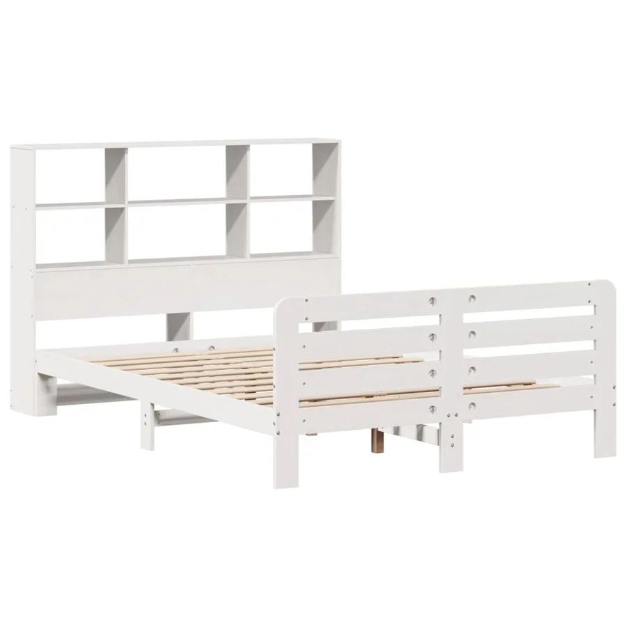 Cadre de lit sans matelas blanc 160x200 cm bois de pin massif - 3