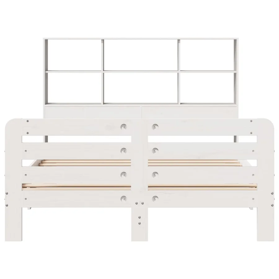 Cadre de lit sans matelas blanc 160x200 cm bois de pin massif - 4