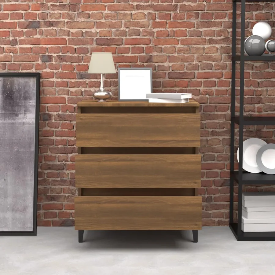 Buffet Chêne marron 60x35x69 cm Bois d'ingénierie - 3