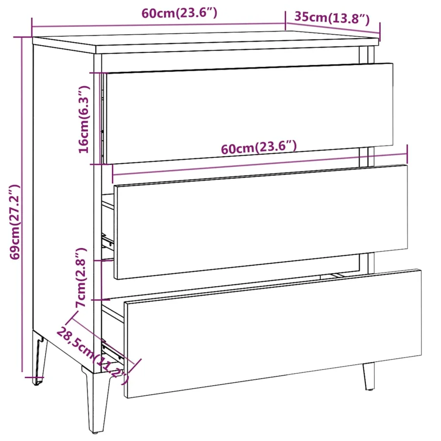 Buffet Chêne marron 60x35x69 cm Bois d'ingénierie - 8