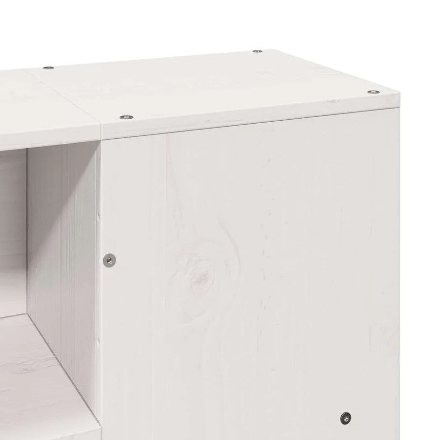 Lit bibliothèque sans matelas blanc 160x200 cm bois massif - 10