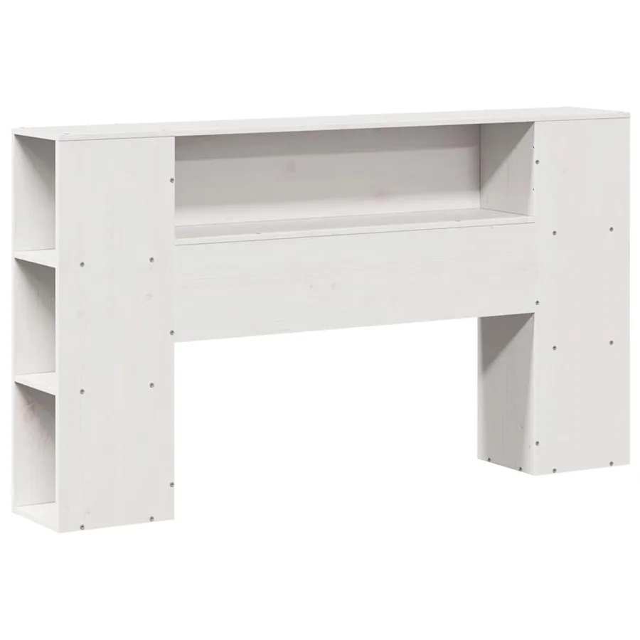 Lit bibliothèque sans matelas blanc 160x200 cm bois massif - 4