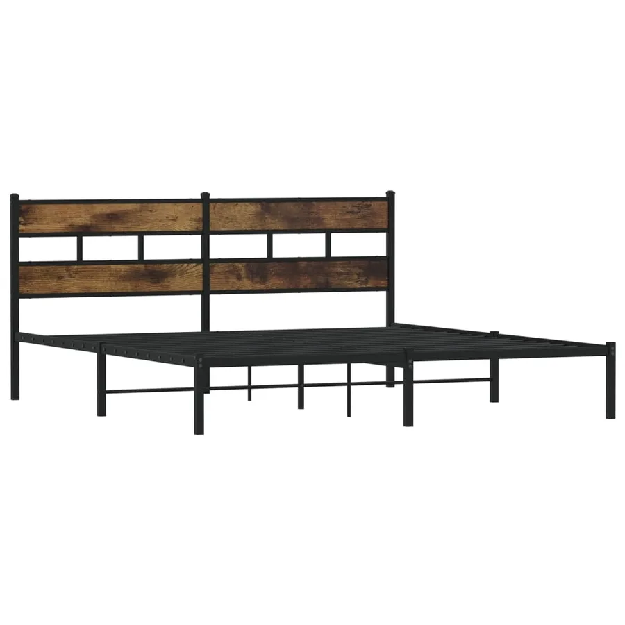 Cadre de lit en métal sans matelas chêne fumé 183x213 cm - 3