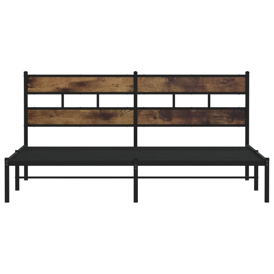 Cadre de lit en métal sans matelas chêne fumé 183x213 cm - 4