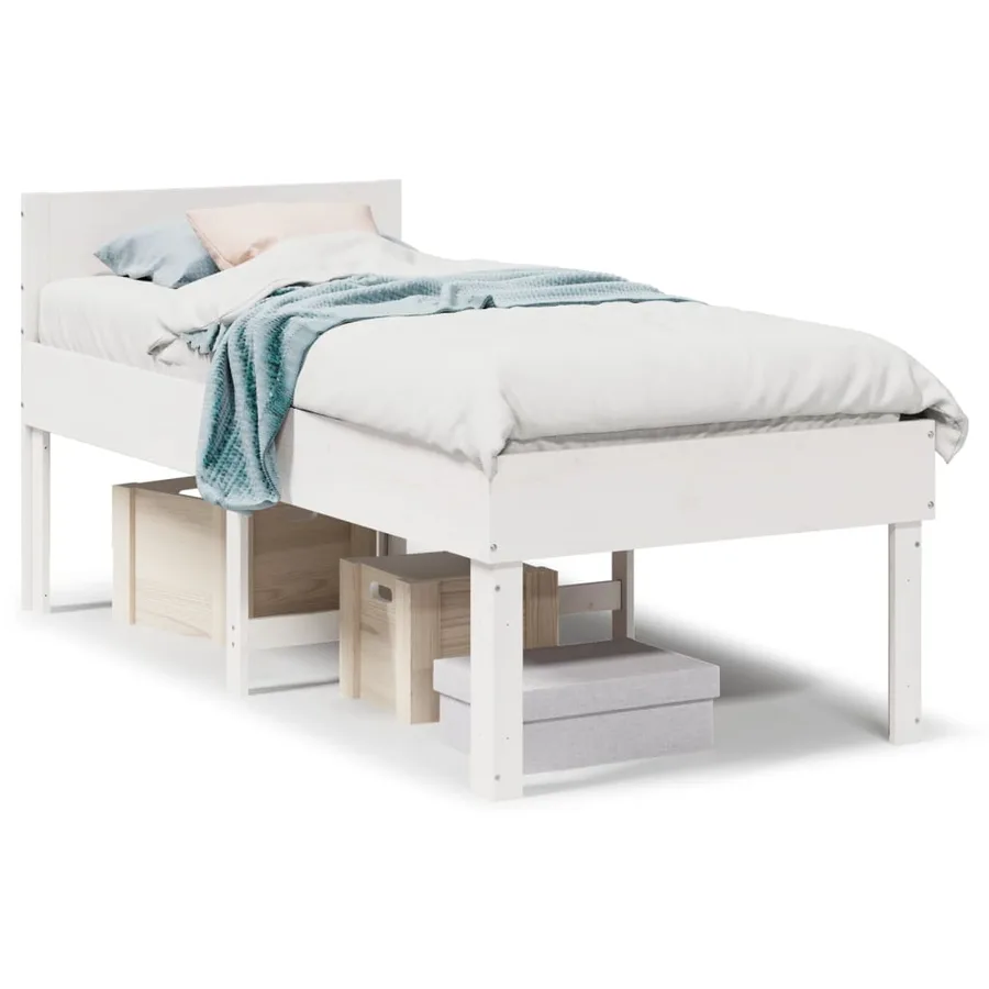 Cadre de lit sans matelas blanc 90x190 cm bois de pin massif - 2