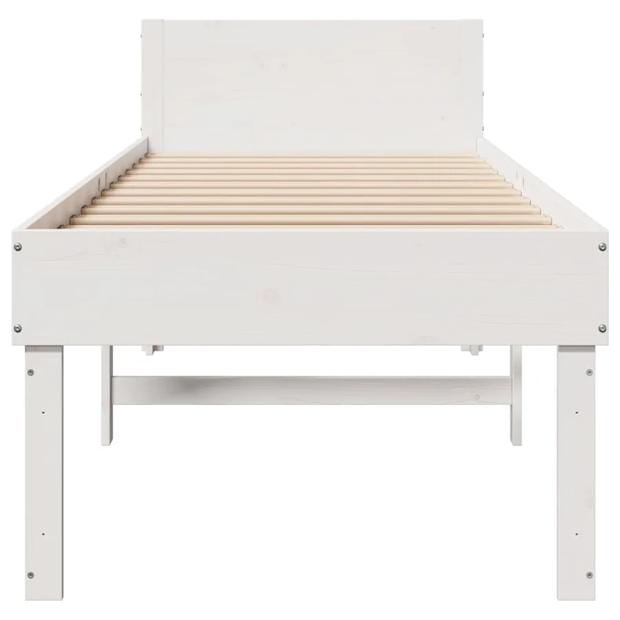 Cadre de lit sans matelas blanc 90x190 cm bois de pin massif - 4