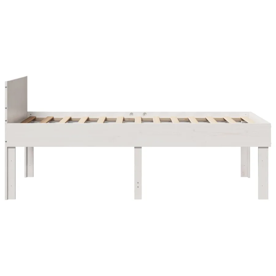 Cadre de lit sans matelas blanc 90x190 cm bois de pin massif - 5