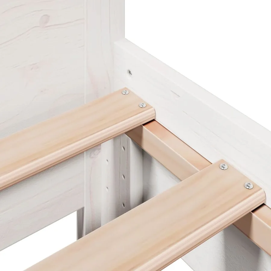 Cadre de lit sans matelas blanc 90x190 cm bois de pin massif - 7