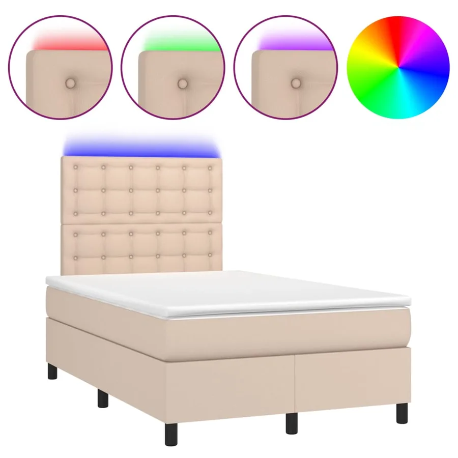 Sommier à lattes de lit avec matelas LED Cappuccino 120x200 cm - 2