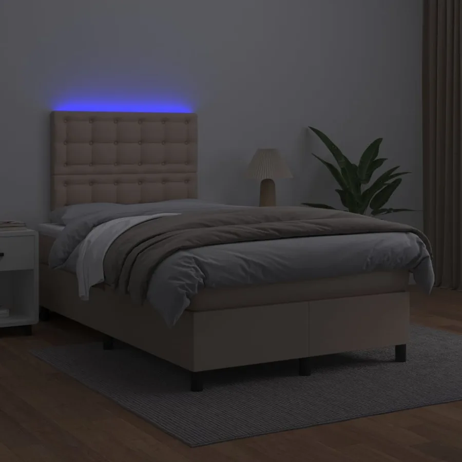 Sommier à lattes de lit avec matelas LED Cappuccino 120x200 cm - 4