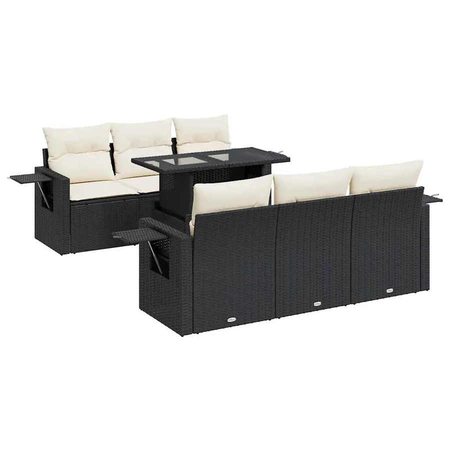 Salon de jardin 7 pcs avec coussins noir résine tressée 55 x 62 x 69 cm - 72,2 kg - 2