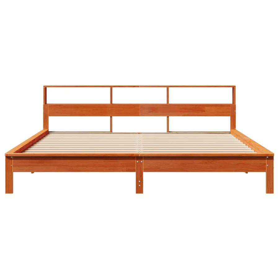 Cadre de lit sans matelas cire marron 200x200cm bois pin massif - 4