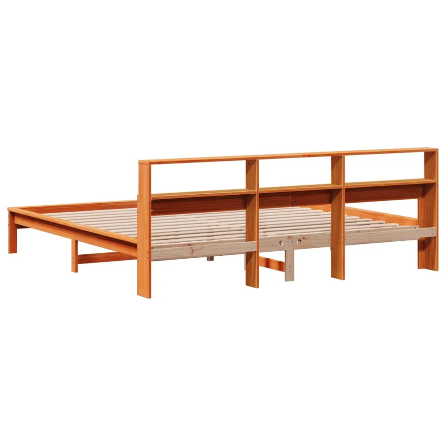 Cadre de lit sans matelas cire marron 200x200cm bois pin massif - 6