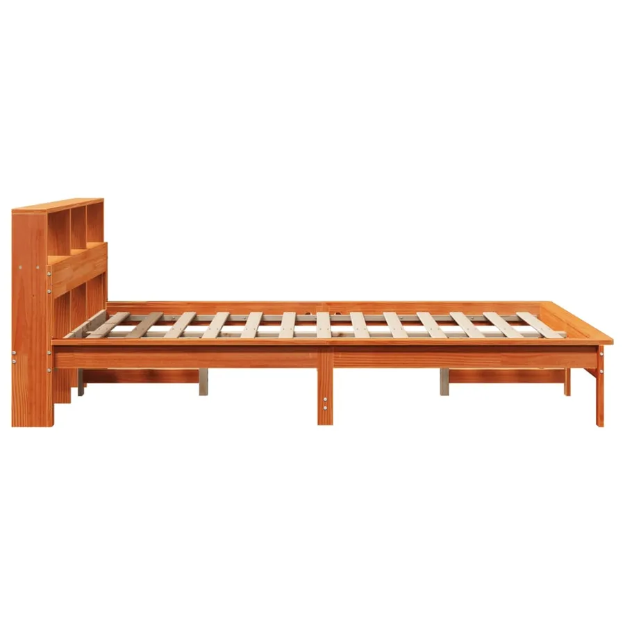 Lit bibliothèque sans matelas cire marron 120x200 cm pin massif - 5