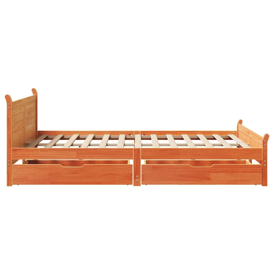 Cadre de lit sans matelas cire marron 120x190cm bois pin massif - 7