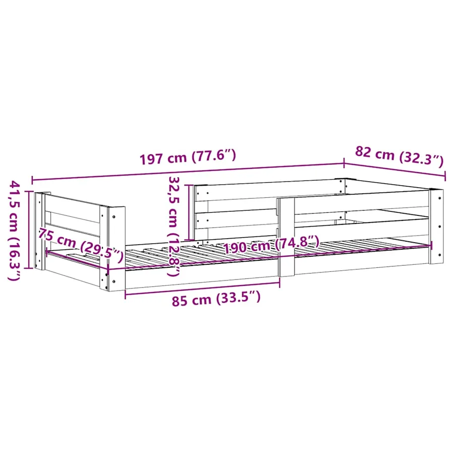 Cadre de lit sans matelas cire marron 75x190 cm bois pin massif - 9