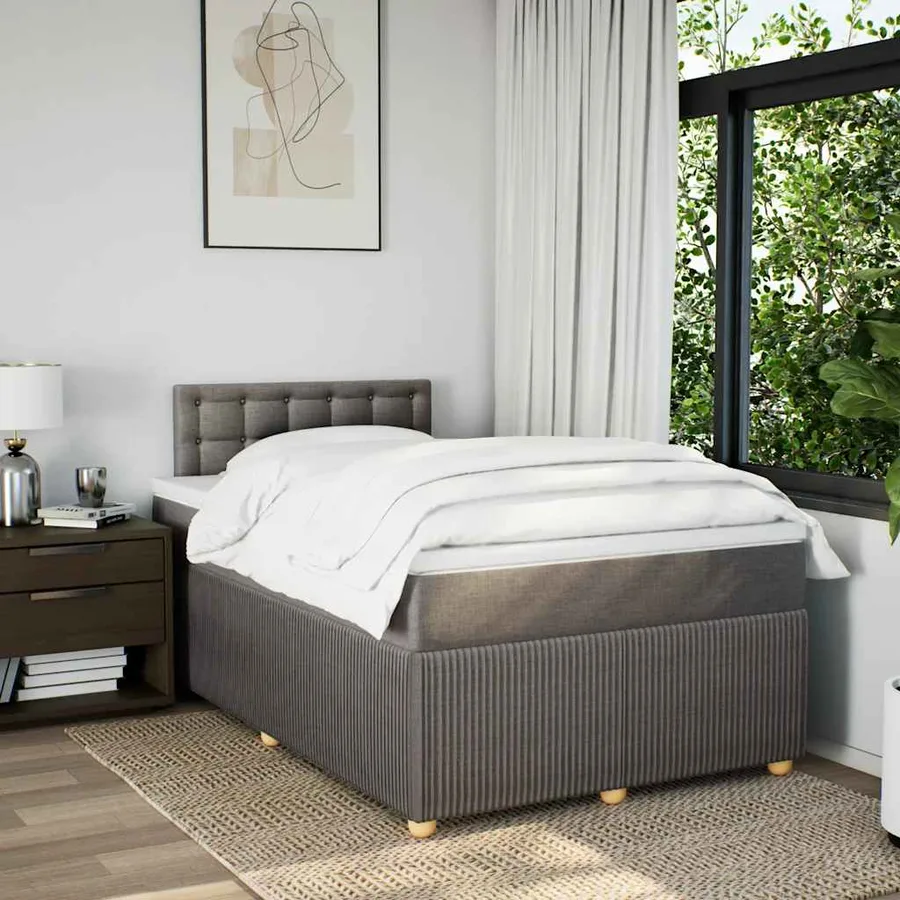 Sommier à lattes de lit avec matelas taupe 120x190 cm tissu - 3